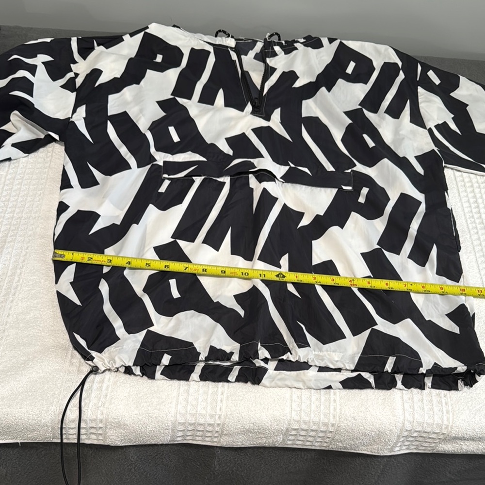 PINK Victoria's Secret Black and White Hoodie WinBreaker not sizes on tag - Picture 10 of 11